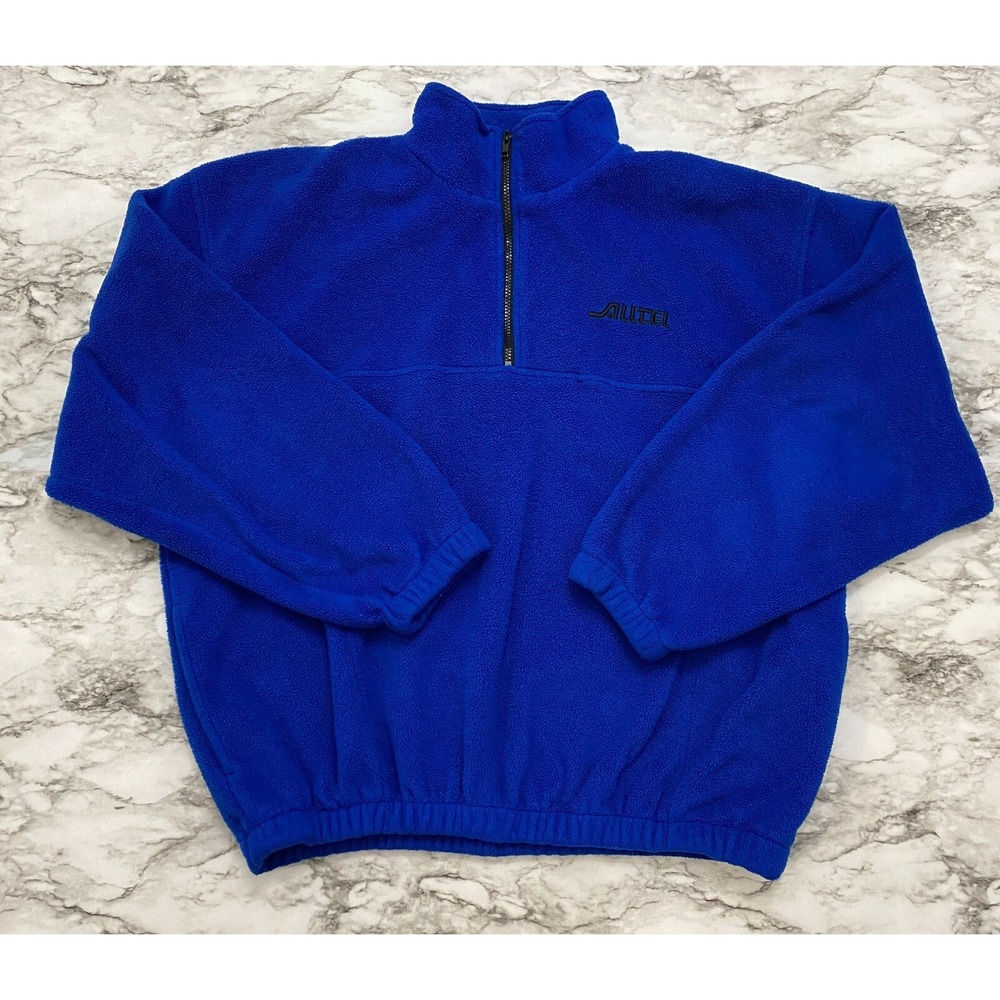 HARVARD SQUARE Mens Sweater 2XL Length 27" Chest 26" Blue Fleece 1/4 Zip